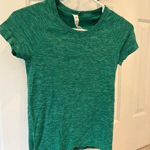 Lululemon Green Striped Short Sleeve T-Shirt